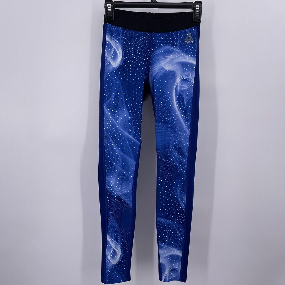 Reebok Sz XS Compression Base Layer Leggings Tights Lightweight Galaxy Design